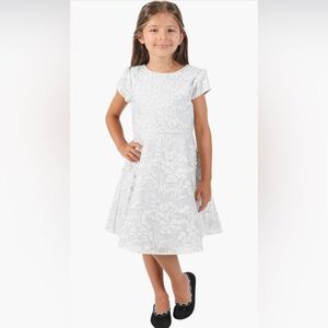 Little Angels Silver Floral Kids Dress size 6